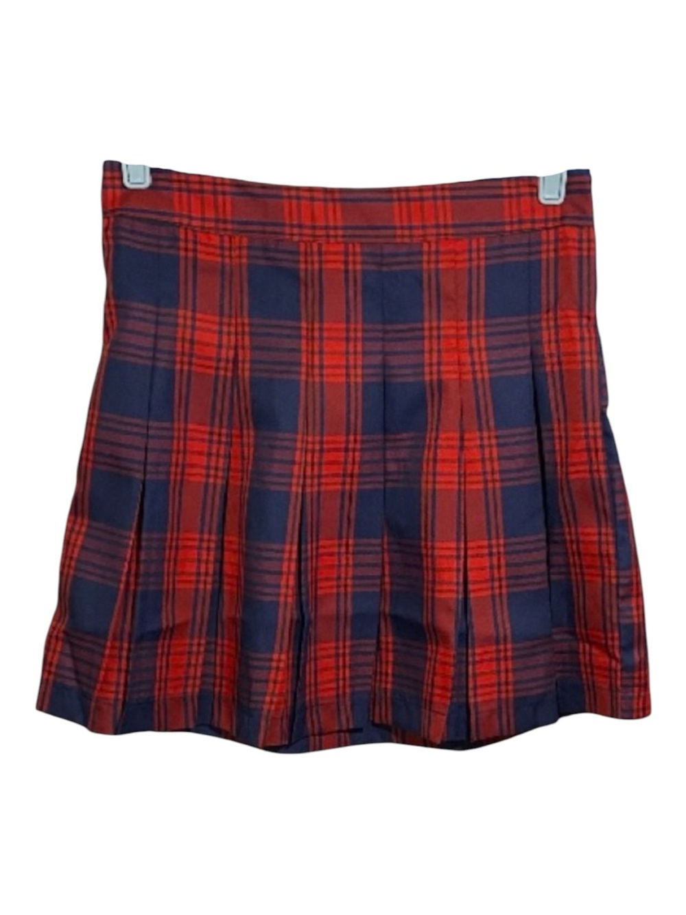 Y2K Red Tartan Plaid Mini Skirt Pleated Elastic Waist Skater Women’s Size Medium